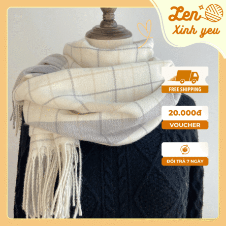 KHĂN LEN CHOÀNG CỔ MÙA ĐÔNG MÀU BE