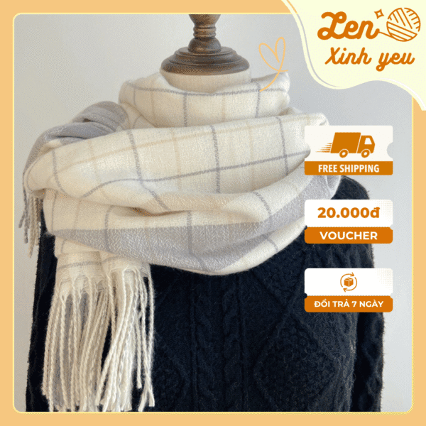KHĂN LEN CHOÀNG CỔ MÙA ĐÔNG MÀU BE