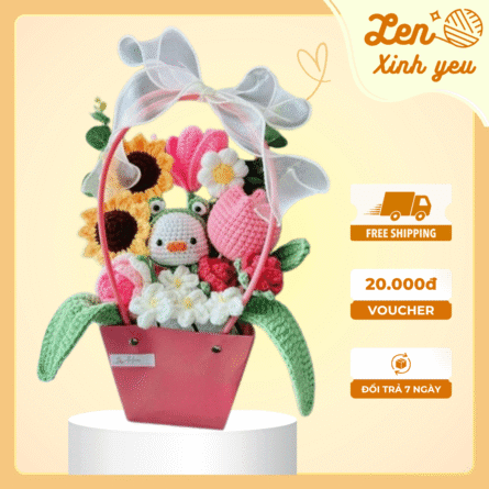 GIỎ HOA LEN HANDMADE - Ảnh 1