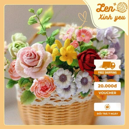Giỏ hoa len Khu Vườn Nhỏ