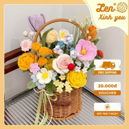 Giỏ hoa len Sắc Màu Mùa Hạ