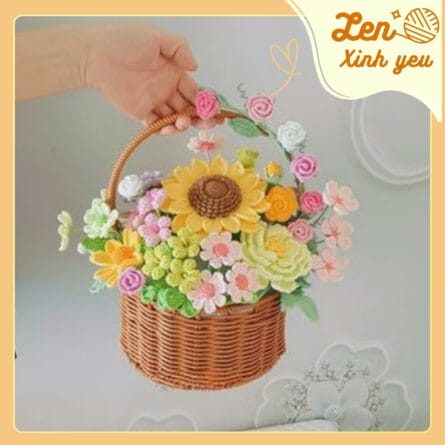 Giỏ hoa len Nắng Vàng