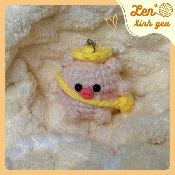 Móc Khóa Len Heo Bé Mơ Handmade 3