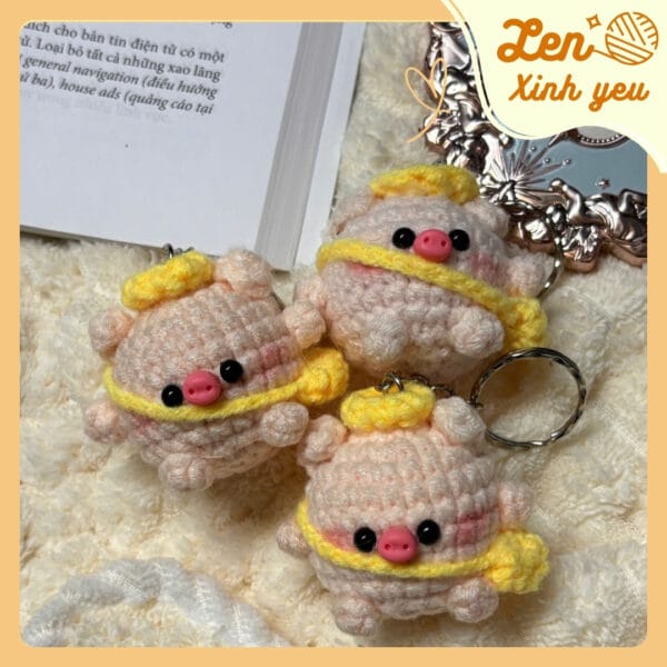 Móc Khóa Len Heo Bé Mơ Handmade 2