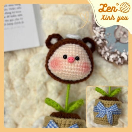 Chậu Heo Len Handmade Gấu Cưng