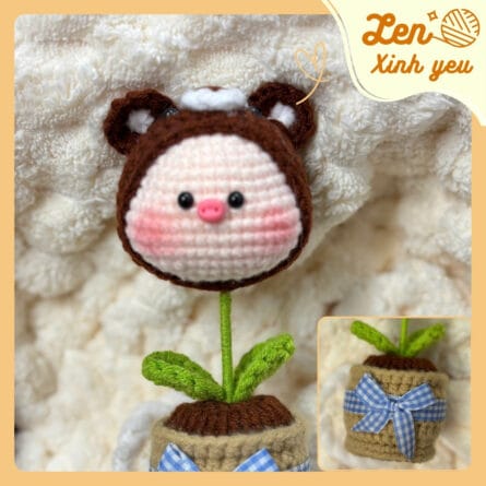 Chậu Heo Len Handmade Gấu Cưng - Ảnh 3