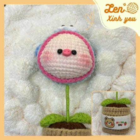 Chậu Heo Len Nón Ếch Handmade