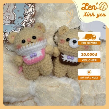 Gấu Bông Mây Nơ Tím 1