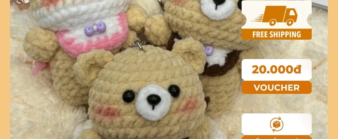 Gấu Bông Mây Nơ Tím 2