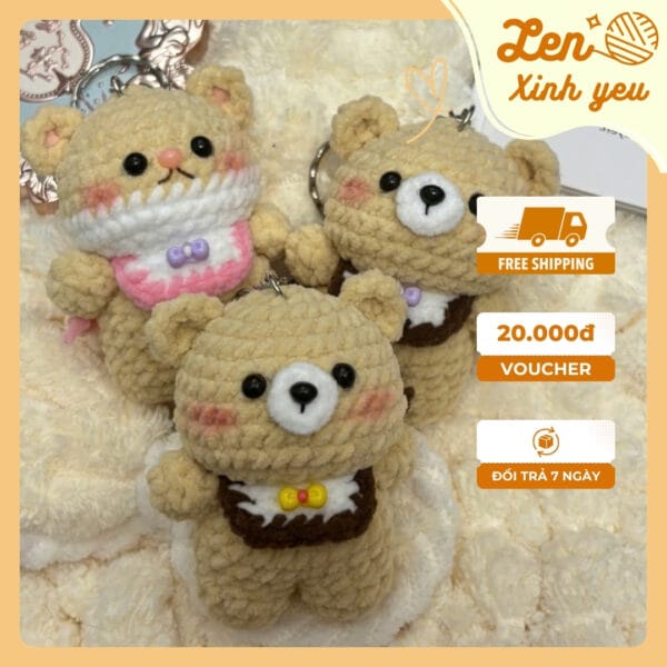 Gấu Bông Mây Nơ Tím 2