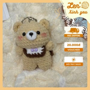 Gấu Bông Mây Nơ Tím