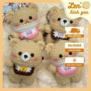 Gấu Bông Mây Nơ Tím 3