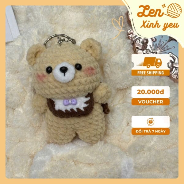 Gấu Bông Mây Nơ Tím