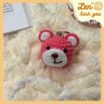 Móc Khóa Gấu Teddy Len Hồng Handmade