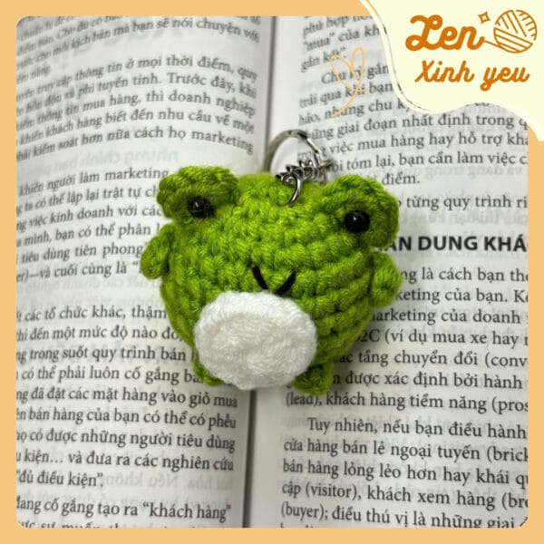 Móc Khóa Len Ếch Bông Xanh Handmade 1