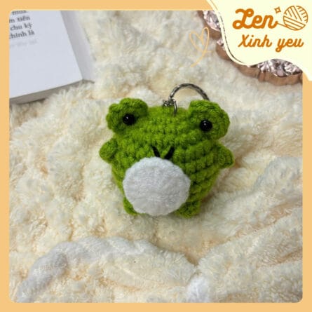 Móc Khóa Len Ếch Bông Xanh Handmade