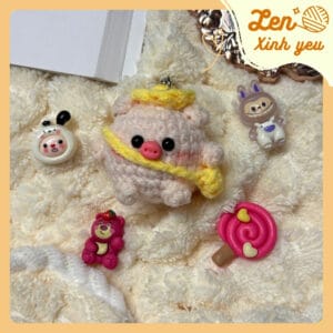 Móc Khóa Len Heo Bé Mơ Handmade