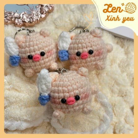 Móc Khóa Len Heo Mood Chiến Handmade 2