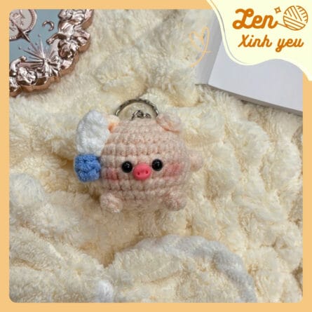 Móc Khóa Len Heo Mood Chiến Handmade