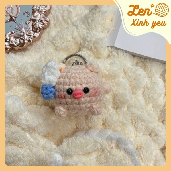 Móc Khóa Len Heo Mood Chiến Handmade Móc Khóa Len Heo Mood Chiến Handmade