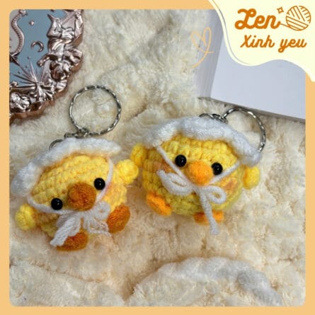 Móc Khóa Vịt Len Nón Tuyết Handmade 1
