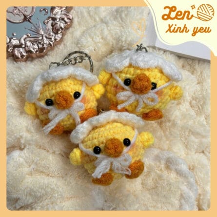 Móc Khóa Vịt Len Nón Tuyết Handmade 2