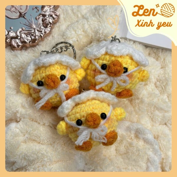 Móc Khóa Vịt Len Nón Tuyết Handmade 2