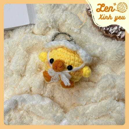 Móc Khóa Vịt Len Nón Tuyết Handmade