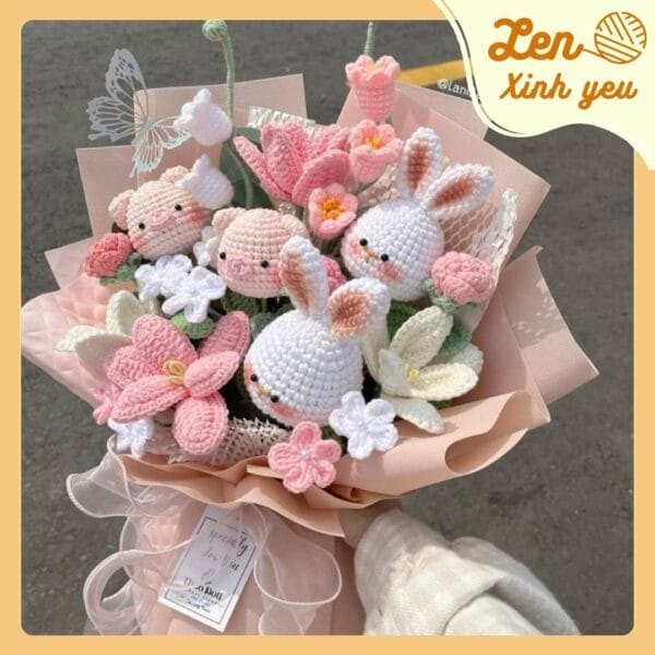 Hoa len hình thỏ Hoa len hình thỏ