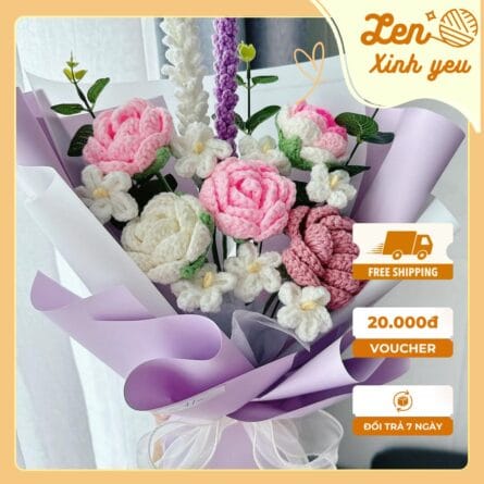 Bó hoa len Hồng Cúc Xinh