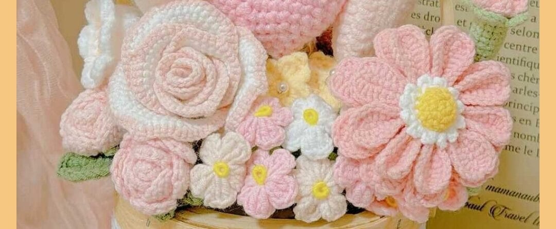 giỏ hoa len handmade len xinh yêu