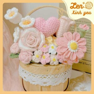 giỏ hoa len handmade len xinh yêu